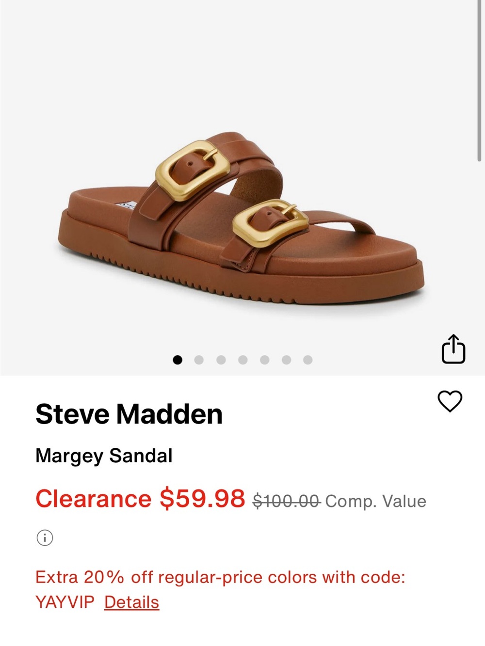 Steve Madden Margey Kids' Brown Sandal with Gold Buckles